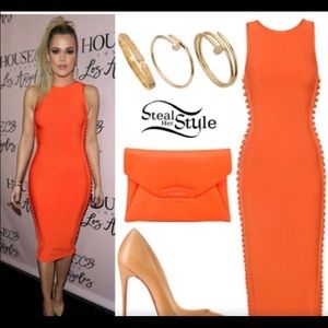 New Khloe Red Bandage Midi Dress